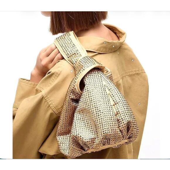 J. Crew Handbags - J. Crew Gold Satin and Crystal Santorini Looped Bag